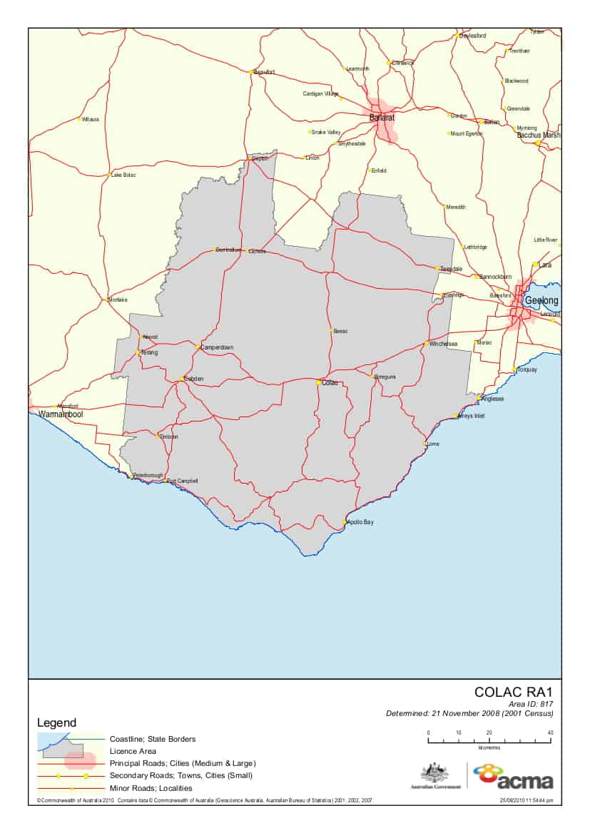 Map of OCR FM broadcast coverage area.